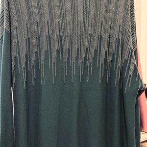 Women's Alfant Lurex Lines Green/Teal Sparkly Sweater w/tags 3X